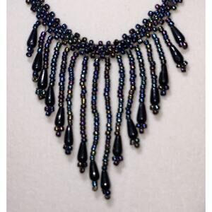 Multi Strand Knotted Black Rainbow Handmade Seed Bead Bali Necklace & Belt